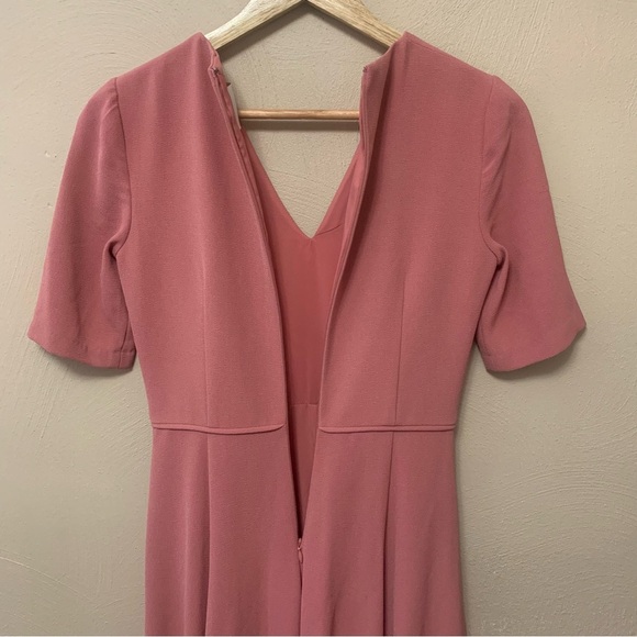 Gal Meets Glam Collection Edith City Crepe Fit & Flare Midi Dress Pink Size 00 - Picture 8 of 13